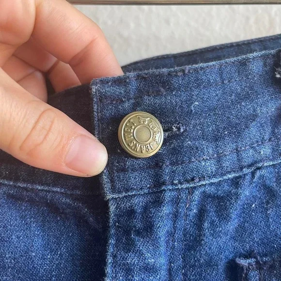 Vintage 1970s Denim Cotton Bell Bottom Seafares - Picture 4 of 9